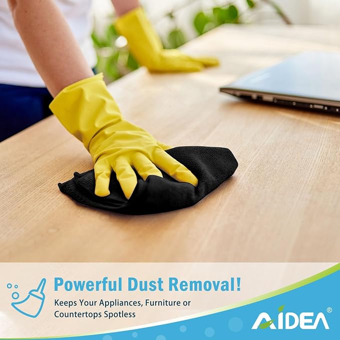 AIDEA Microfiber Cleaning Cloth Black 12PK, Microfiber Towels - Image 3