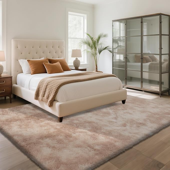 Fluffy Rug Shaggy Area Rug, Mottling Beige 8x10 Area Rugs - Image 3