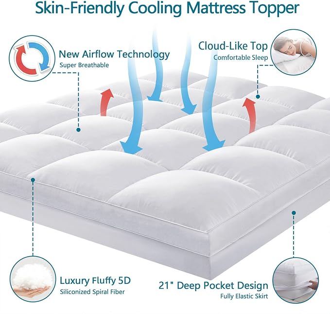 CHOKIT King Mattress Topper, Extra Thick Pillow Top Mattress Pad - Image 2