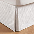 MIYE Pleated Waffle Weave Bed Skirt, Tailored Dust Ruffle 16 Inch Drop Easy Fit by MIYE