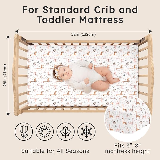 Baby Crib Sheets for Boys Girls Neutral, 2 Pack Crib Mattress Sheet for - Image 2