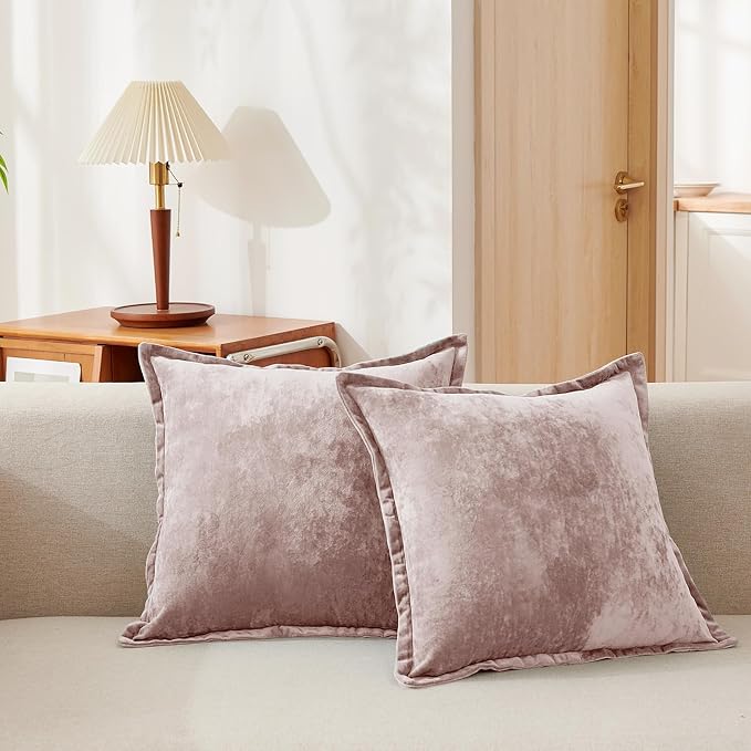 Luxurious Velvet Throw Pillow Covers 20x20 Set of 2 Decorative Pillow Covers by COCOPLOCEUS