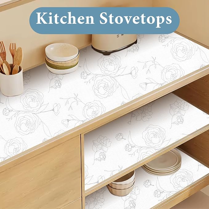 Shelf Liners for Kitchen Cabinets 17in x 30FT Non Adhesive Drawer Liner Sliver - Image 4