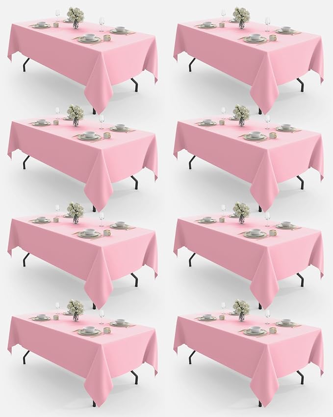 Pureegg Rectangle Table Cloth 60" x 84" – 8 Packs, Durable Polyester Tablecloth by Pureegg