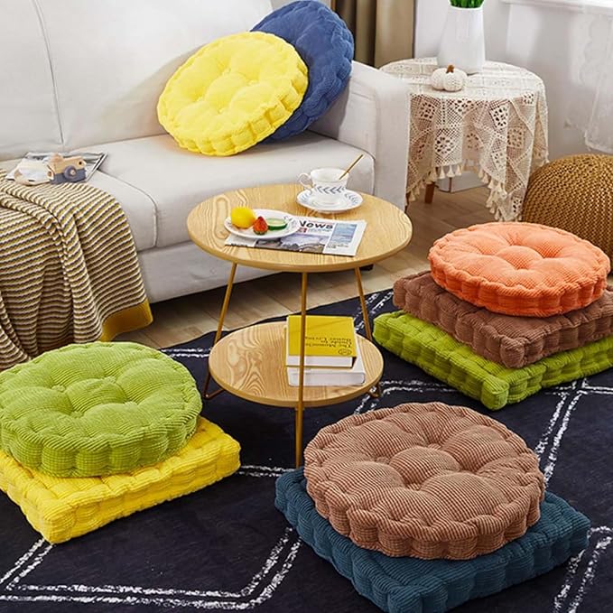 Meditation Floor Pillow 2 Pack Large Square and Round Floor Cushions - Image 8