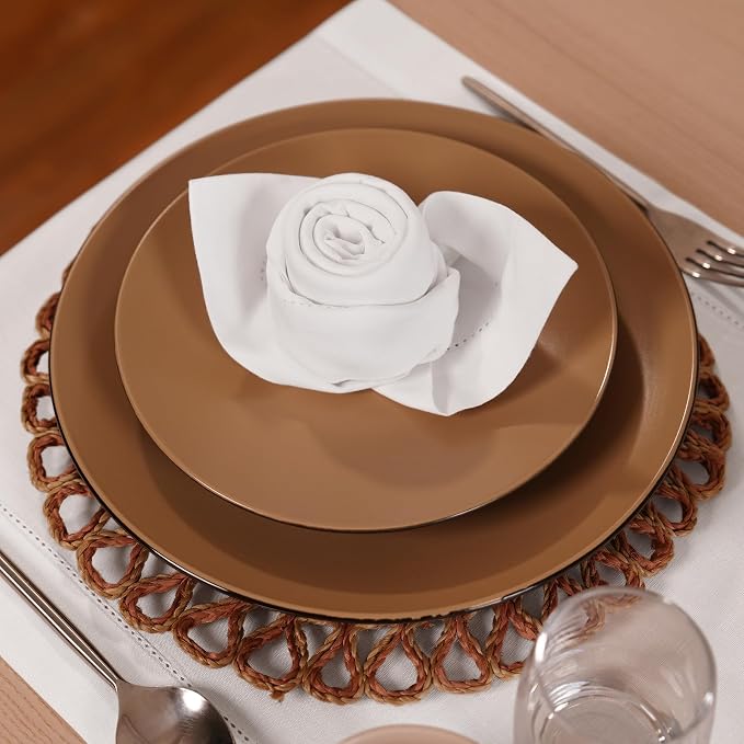 Home Ekaa White Cotton Linen Placemats Set of 4 – Washable Hemstitch Cloth - Image 2