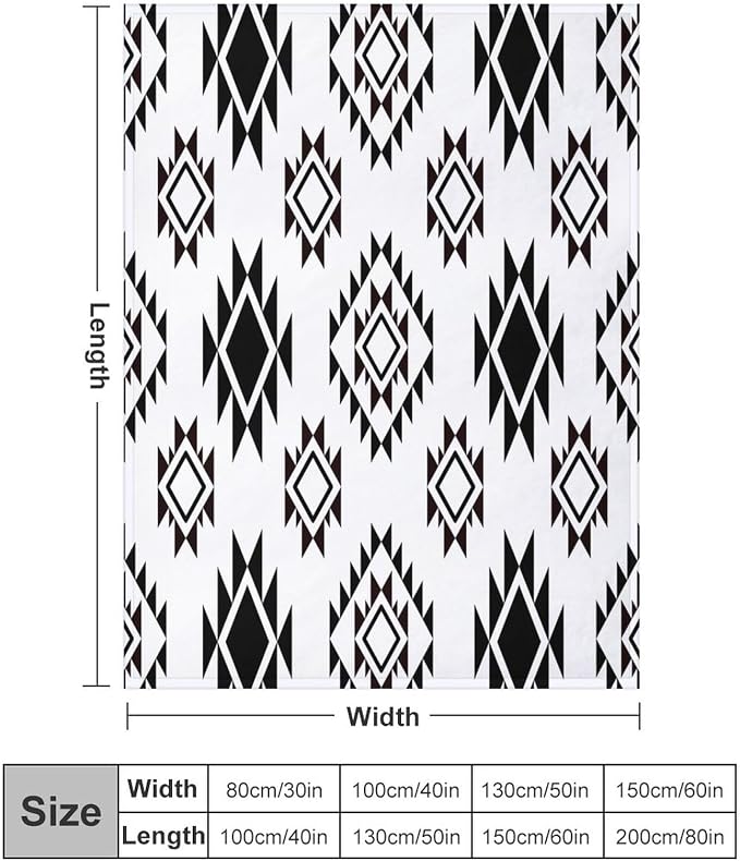 Boho Throw Blanket, Vintage Tribal Aztec Printed Flannel Blanket - Image 2