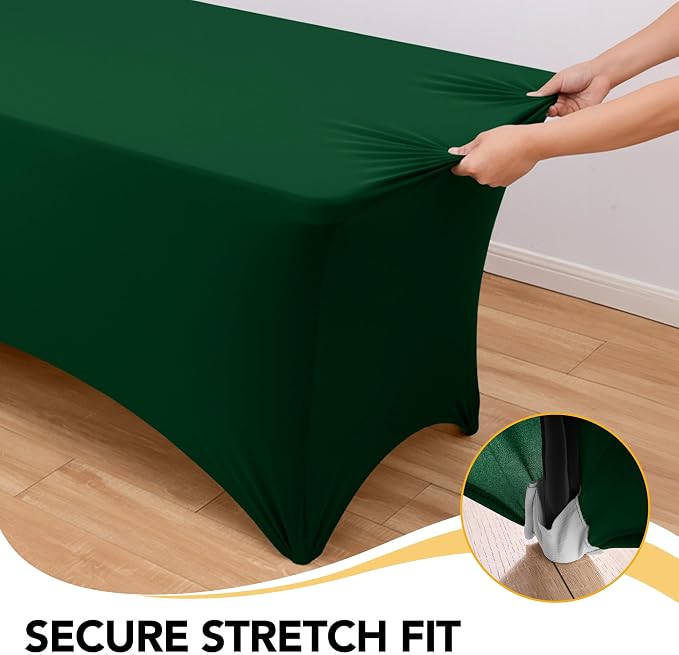 6-Pack Premium Hunter Green Spandex Tablecloths - Image 3
