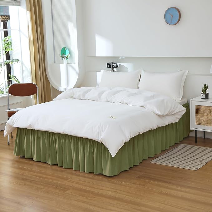 MEILA Queen Bed Skirt, Wrap Around Ruffle Bed Skit - Image 3