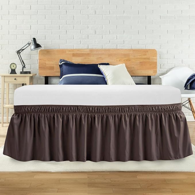 Full Bed Skirt, Elastic Wrap Around Bed Skirt Full Size, Bed Skirts by ANARACHON