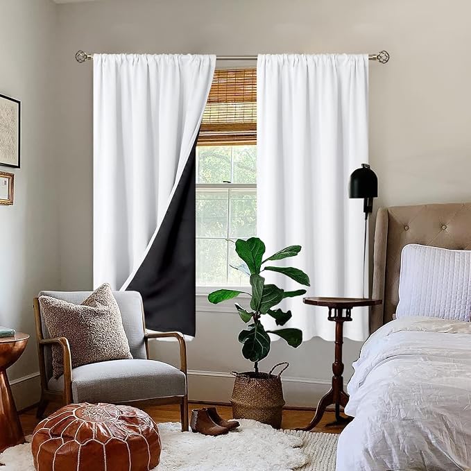 BGment White Blackout Curtains for Bedroom 63 Inch Long - Image 2