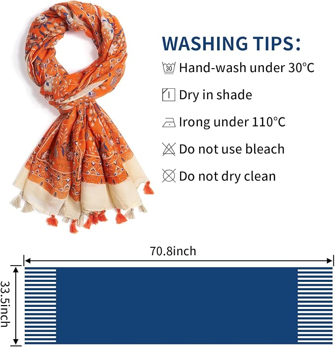 Scarf for Women Lightweight Soft Floral Leopard Printed Scarves Fall Winter - Image 3
