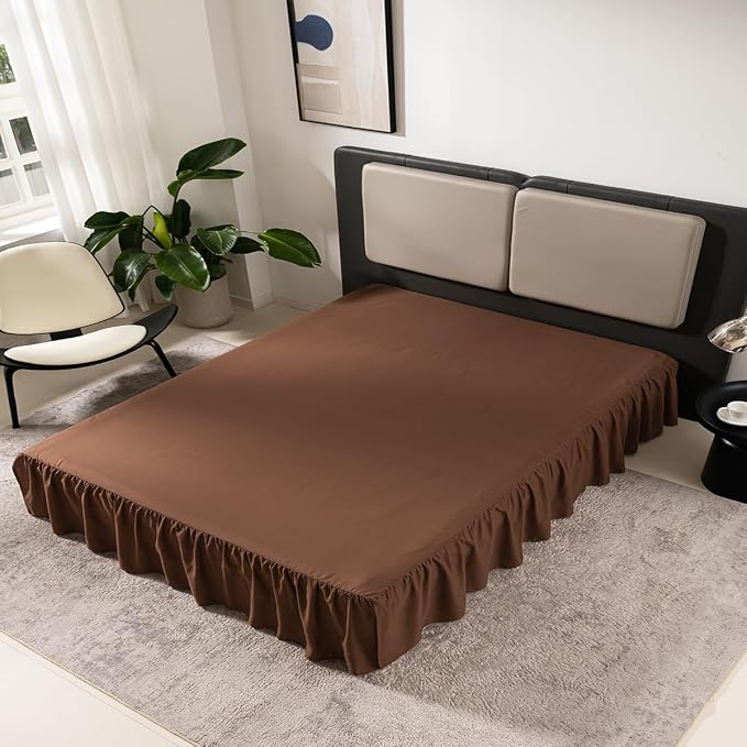 TSUTOMI Brown Bed Skirt Twin Size Ruffled Bed Skirt - Image 6
