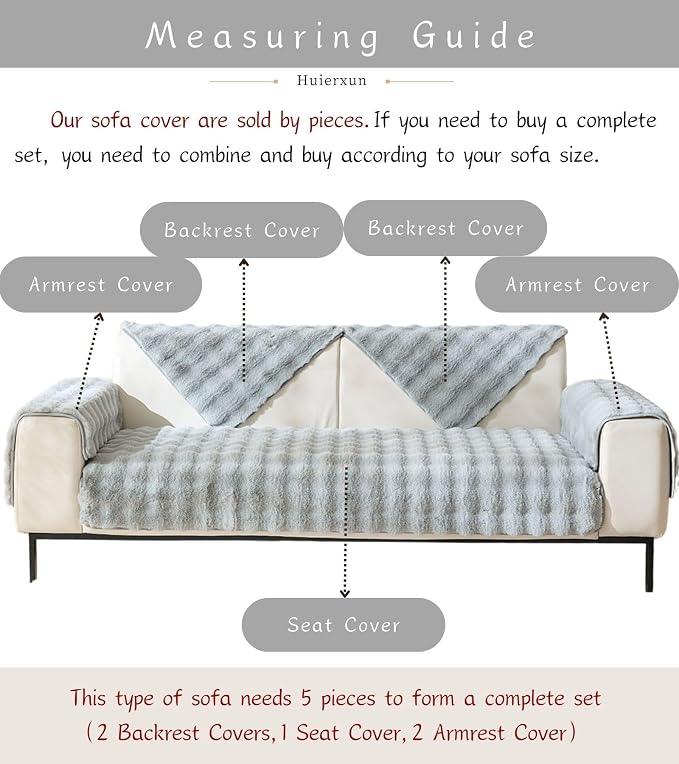 Faux Fur Couch Cover Fuzzy Soft Plush Thick Bubble Sofa Cover Luxury Sectional - Image 2