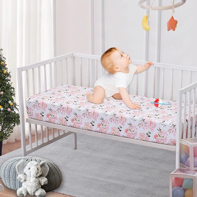 Bimocosy Crib Sheets 4 Pack, Baby Crib Sheets Fitted - Image 2
