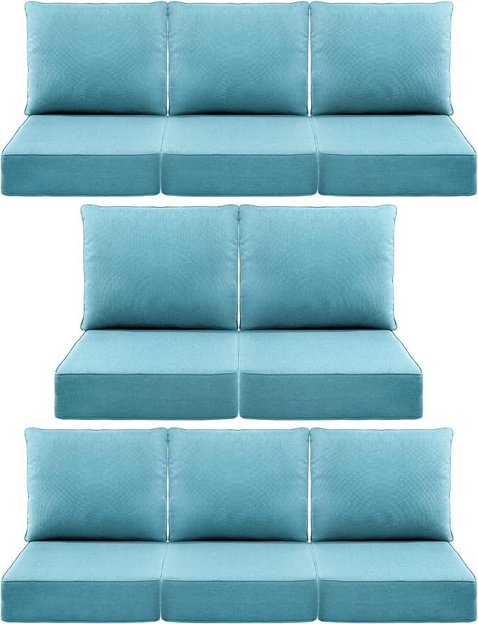 Luxury 6" Outdoor Cushions for Patio Furniture, Fade Resistant Couch Chair by Pugire