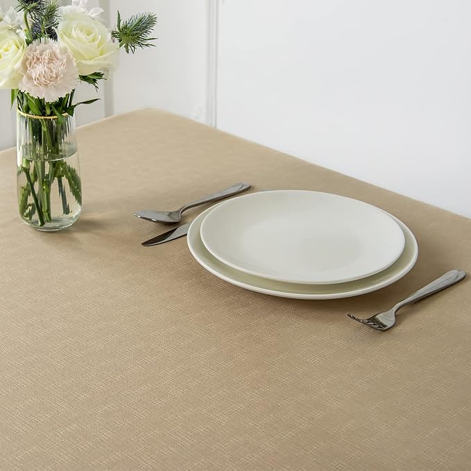 maxmill Slubby Texture Tablecloth Water Resistance Antiwrinkle Spillproof Soft - Image 3