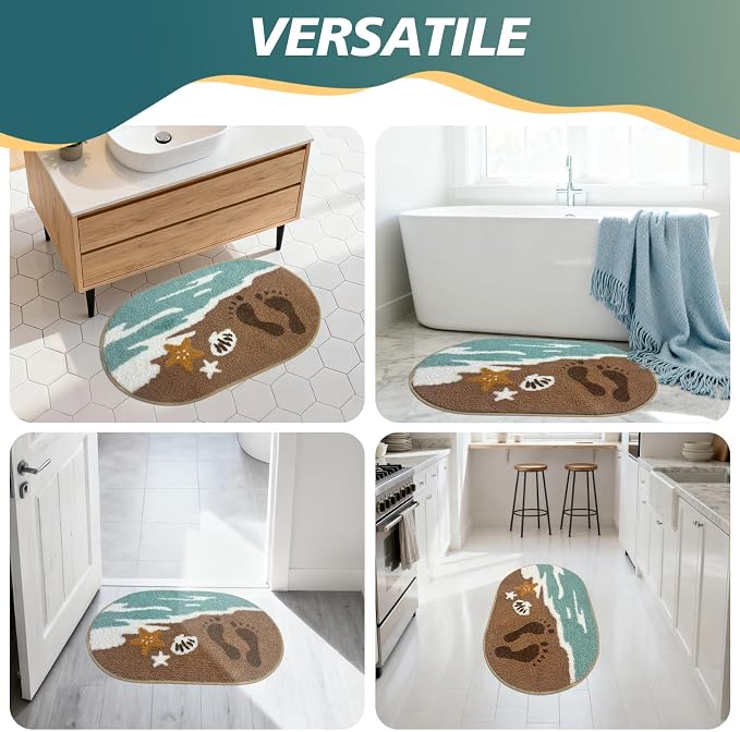 Beach Bathroom Rugs Soft Absorbent Ocean Wave Bath Mat - Image 7