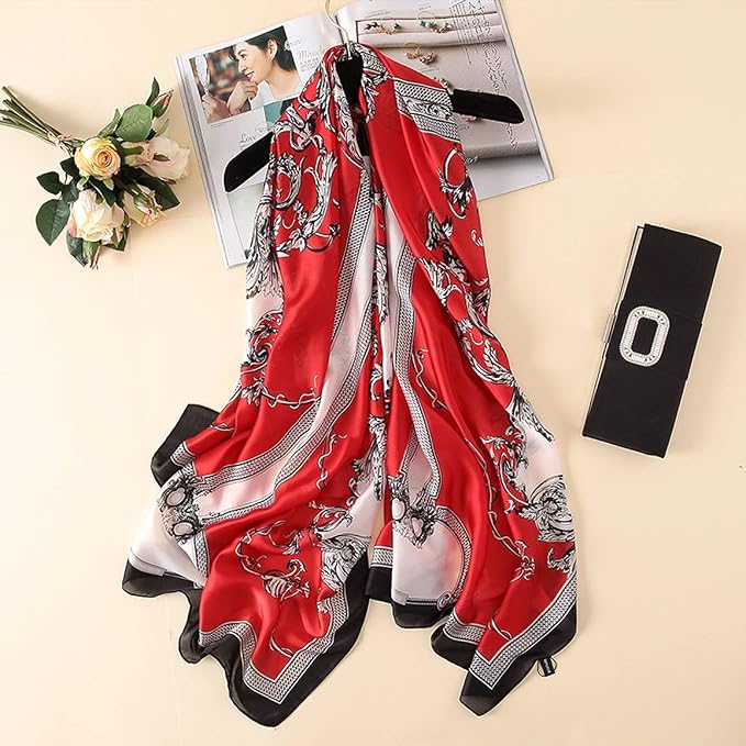 Fashion Scarves Scarf 100% Silk Feeling Scarf Silk Like Scarves Long - Image 2