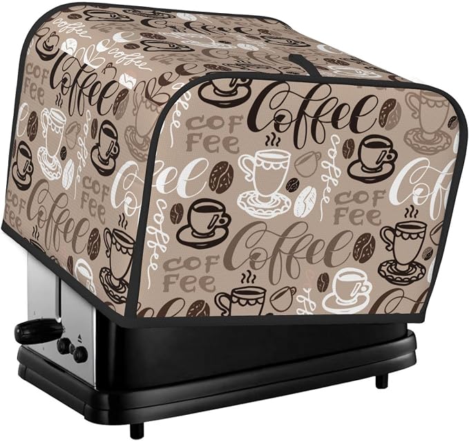 Brown Coffee Pattern 4 Slice Toaster Cover, Waterproof Toaster Dust Cover Bread by Unknown
