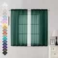 OVZME Hunter Green Sheer Curtains 54 Inches Long 2 Panels by OVZME