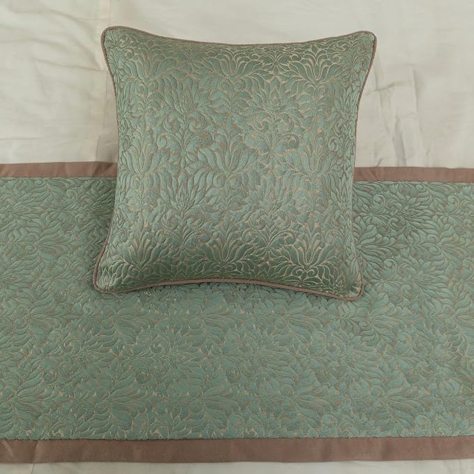 The HomeCentric King/Queen/Twin Blue & Beige Decorative King 90"x18" Bed Runner - Image 5