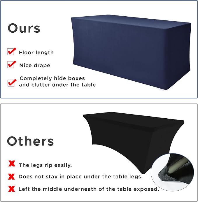 Nasitos 2 Pack - 48 x 24 Inch Navy Rectangle Tablecloths - Image 5