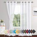 XWZO Faux Linen Sheer Curtains for Living Room, Light Filtering Privacy Solid by XWZO