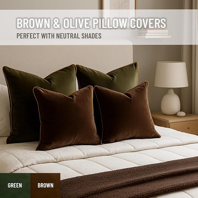 2 Pack Velvet Decorative Throw Pillow Covers, Contrast Piping, Indoor Use - Image 7