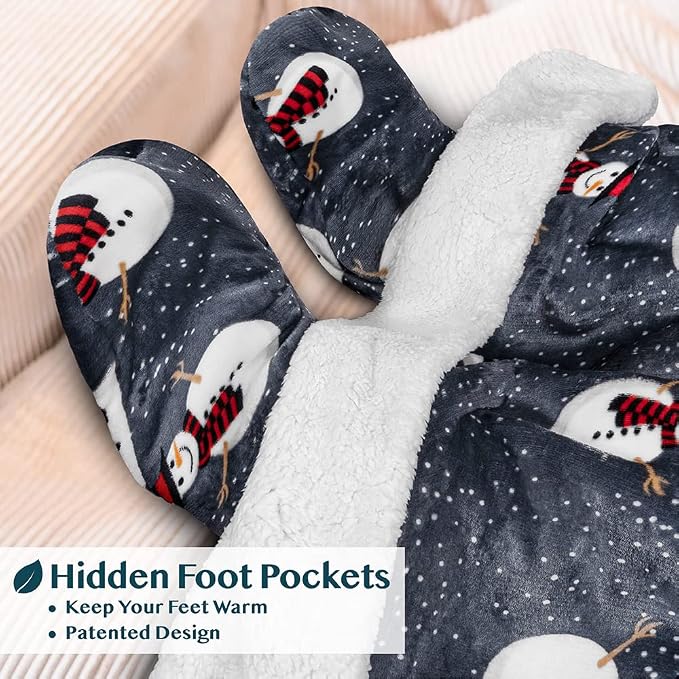 PAVILIA Sherpa Blanket with Sleeves, Foot Pocket - Image 2