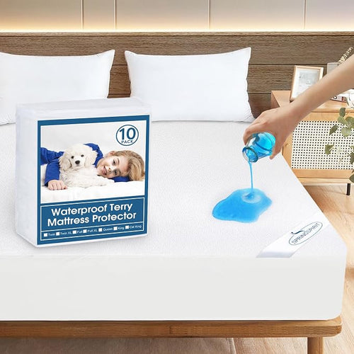 10 Pack Mattress Protector Twin Waterproof Mattress Topper Pad Cover Bed Sheets by SpringspiritBedding