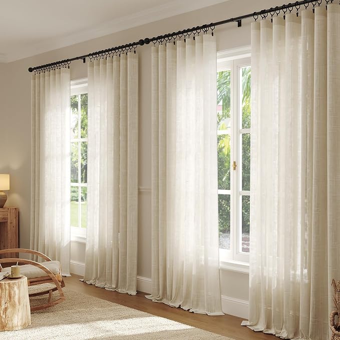Anmao Natural Linen Curtains for Living Room 96 Inch Length 2 Panels Set - Image 5