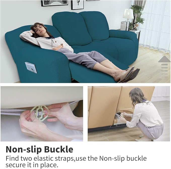 Easy-Going 6 Pieces Recliner Loveseat Stretch Sofa Slipcover Sofa Cover - Image 3