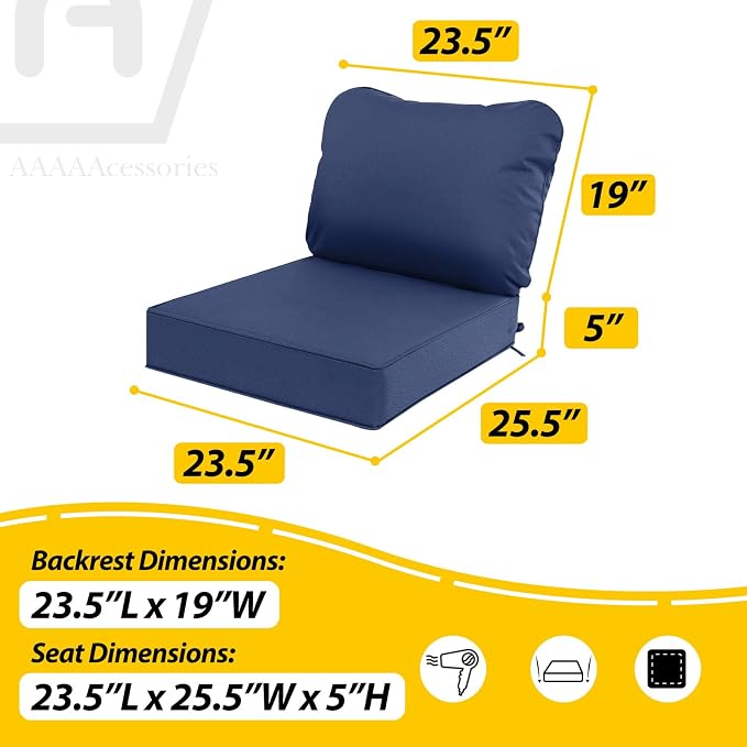 AAAAAcessories Outdoor Deep Seat Cushions, Waterproof, Fade-Resistant Patio - Image 5