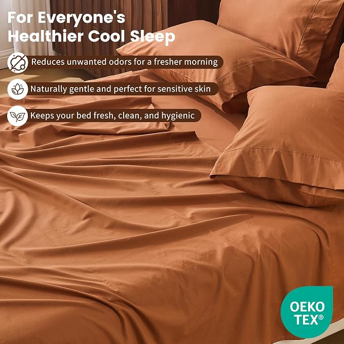 100% Linen Sheet Set Cal King Size Extra Deep Pocket Fits 18-24 Inch Mattress - Image 5