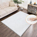 White Faux Fur Rug 5x8 Rugs for Living Room Shag Washable Area Rug Fuzzy Rugs by ORINOVA
