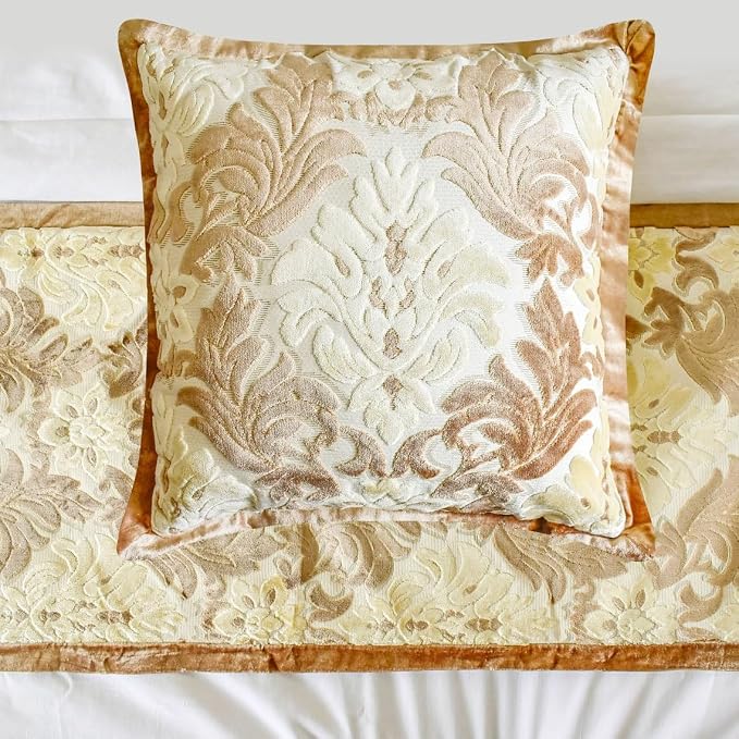 The HomeCentric King/Queen/Twin Beige Luxury CA King 86"x18" Bed Runner - Image 3