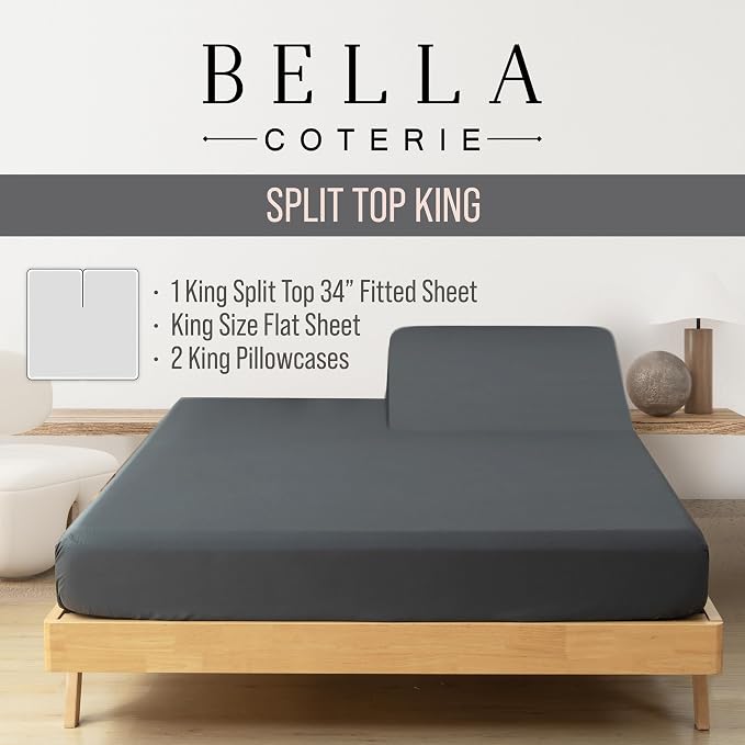 Bella Coterie Luxury Bamboo Viscose 34” Split Top King Size Sheet Set | 1 - Image 2