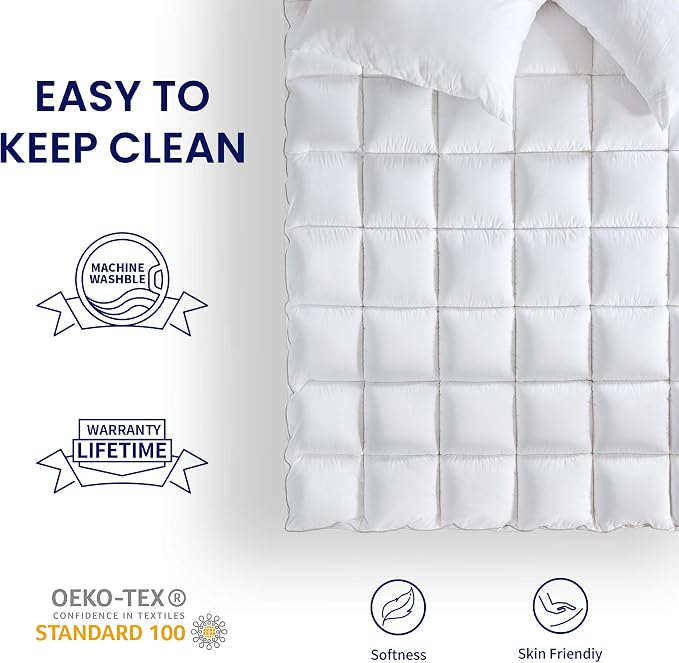 SLEEP ZONE Queen Size Cotton Mattress Pad, Machine Washable Mattress Protector - Image 6