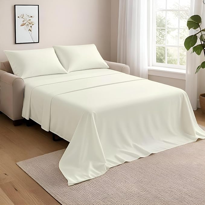 NON Sticky cotton Queen Size Sleeper Sofa Sheets, 4 Piece Egyptian Cotton Bed by Non-StickyCotton