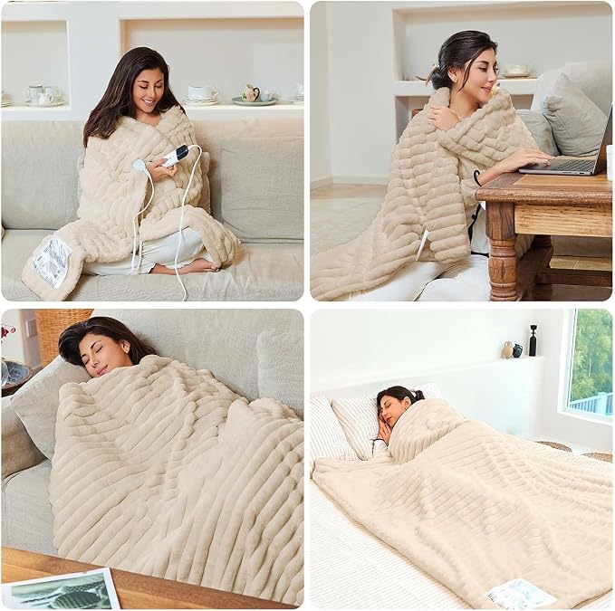 Electric Blanket, Soft Stripe Heated Blanket - Image 7