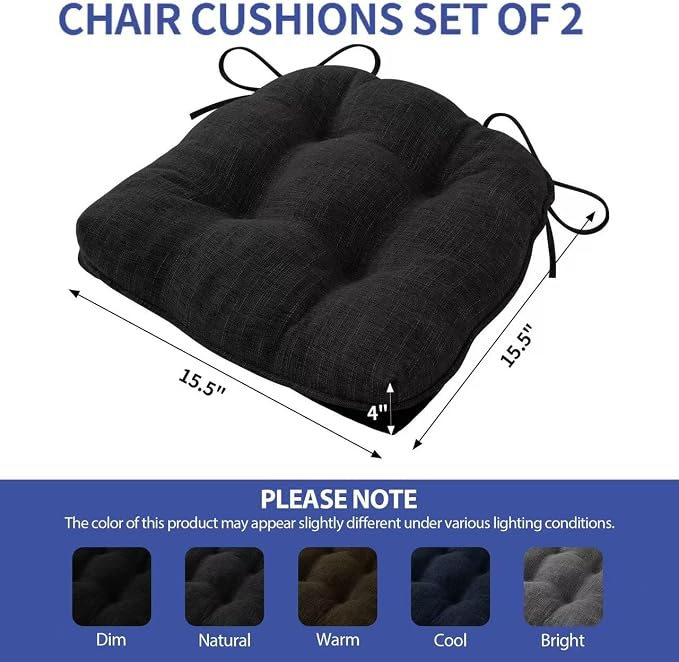 Chair Cushions for Dining Chairs Set of 2, Kitchen Chair Cushions, Chair Pads - Image 2