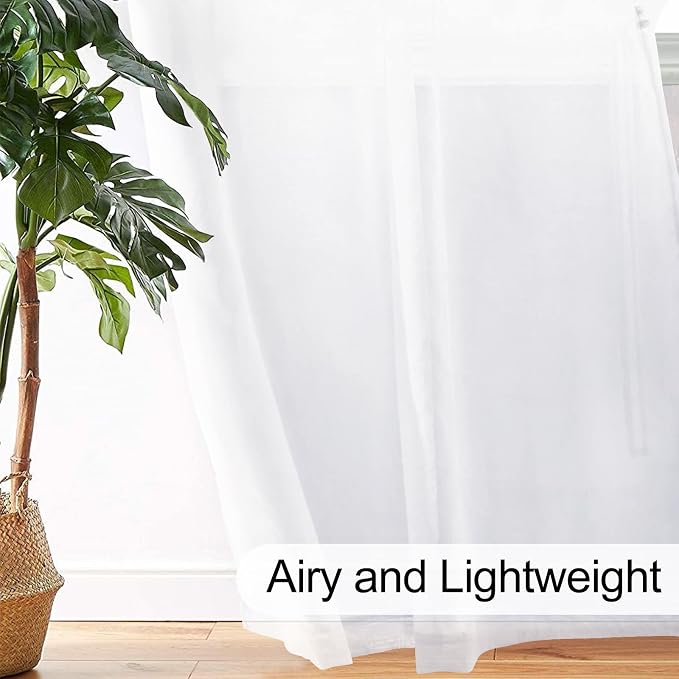 XWZO White Sheer Curtains for Bedroom, Grommet Light Filtering, Airy & - Image 6