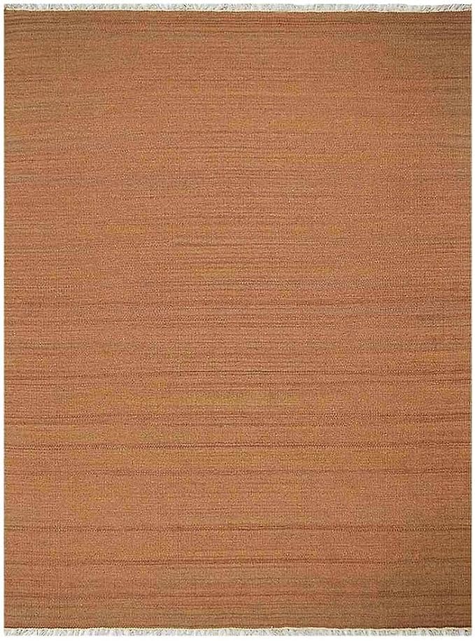 Rugsotic Carpets Hand Woven Flat Weave Kilim Wool 3'x5' Area Rug Solid Orange - Image 2