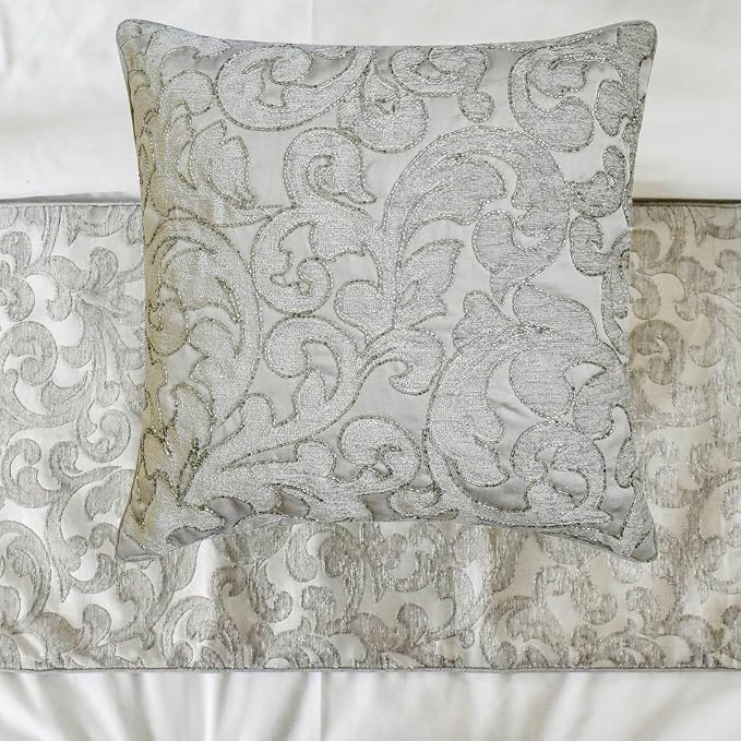 The HomeCentric King/Queen/Twin Silver Luxury King 90"x18" Bed Runner Without - Image 3