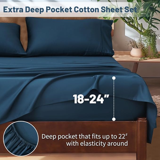 Extra Deep Pocket Queen Sheets 18-24 Inch 100% Egyptian Cotton 1000 Thread - Image 2
