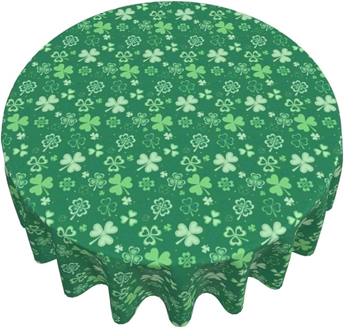 St.Patrick's Day Tablecloth Round 70×70 Inch, Spring Green Luck Shamrock - Image 5