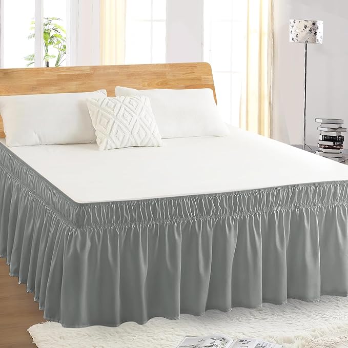 King Bed Skirt, Elastic Wrap Around Bed Skirt King Size, Bed Skirts - Image 5