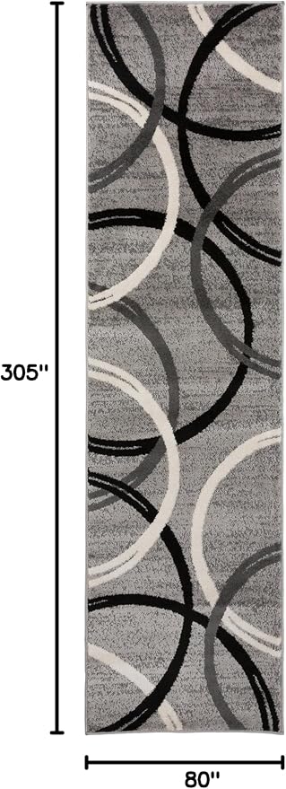 Rugshop Wavy Circles Design Runner Rug, Carpet - Image 2