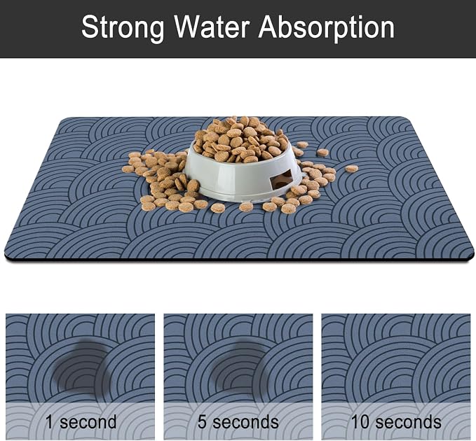 Dog Food Mat for Floors, Absorbent and Quick-Drying Pet Cat Food Mat, - Image 5